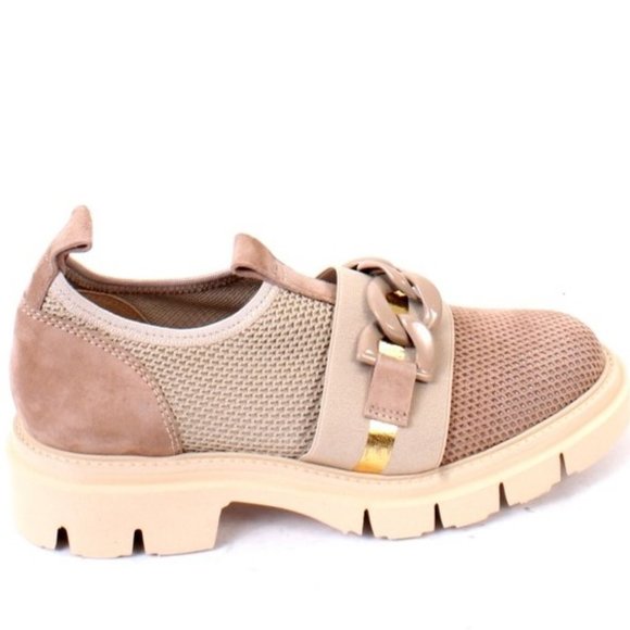 Luca Grossi 96 Beige Suede Leather Elastic Mesh Platform Sneaker - Picture 3 of 8